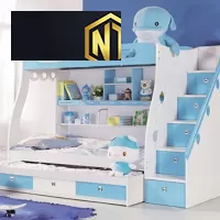 GIƯỜNG TẦNG TRẺ EM NGỌC THỊNH MÀU XANH NƯỚC BIỂN TƯƠI MỚI